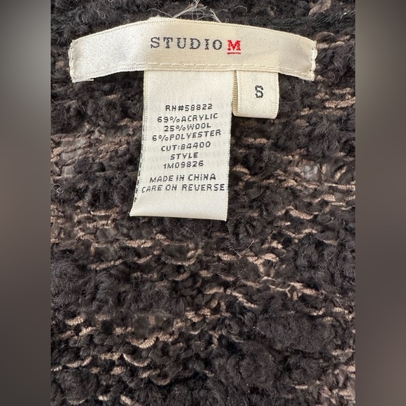 Studio M, Long Knit Cardigan Sweater, Size Small, Black w/ Hints of Beige - Picture 6 of 8